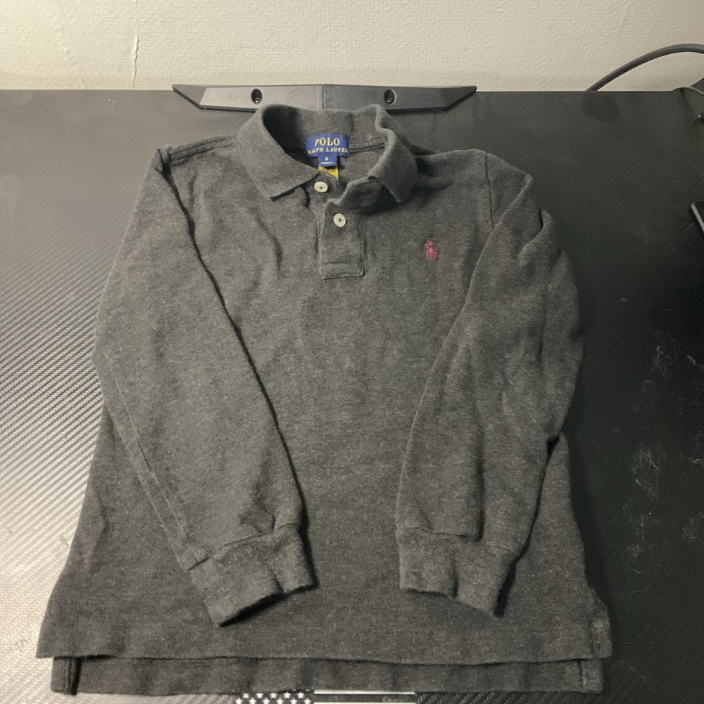 Polo Ralph Lauren Dark Gray Shirt Boys Size 6 Long Sleeve